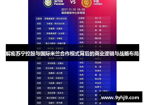 解密苏宁控股与国际米兰合作模式背后的商业逻辑与战略布局 解密苏宁控股与国际米兰合作模式背后的商业逻辑与战略布局